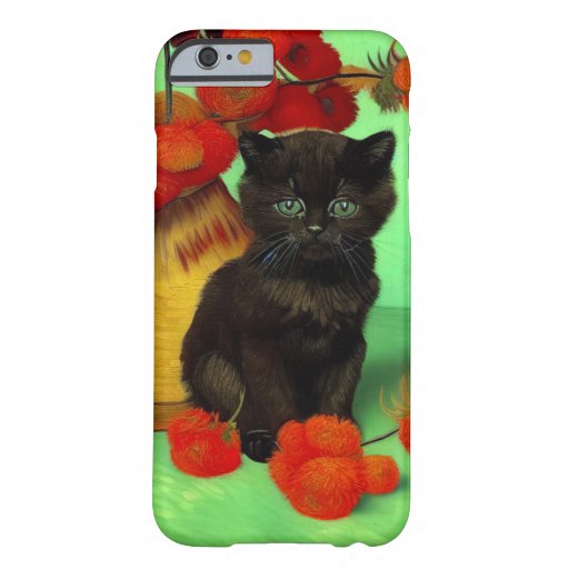Van Gogh Black Kitten Red Flowers Barely There iPhone 6 Case