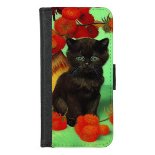 Van Gogh Black Kitten Red Flowers iPhone 8/7 Wallet Case
