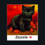 Van Gogh Black Kitten Sticker<br><div class="desc">Sticker featuring a black kitten in the style of Vincent van Gogh! This fluffy kitty poses with red flowers. The purr-fect gift for cat lovers and Dutch art collectors!</div>