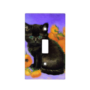 Van Gogh Black Kitten with Sunflowers Light Switch Cover