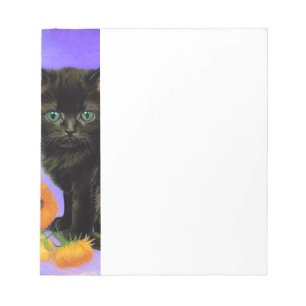Van Gogh Black Kitten with Sunflowers Notepad