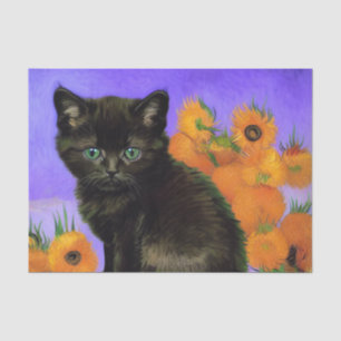 Van Gogh Black Kitten with Sunflowers Tissue Paper