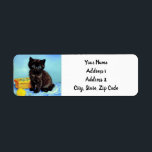Van Gogh Black Kitten with Yarn Label<br><div class="desc">Return Address Labels featuring a black kitten in the style of Van Gogh! A fluffy kitten plays with a ball of yarn. Beside him sits a basket with even more yarn. A great gift for cat lovers and Dutch art collectors!</div>