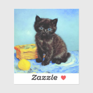 Van Gogh Black Kitten with Yarn Sticker