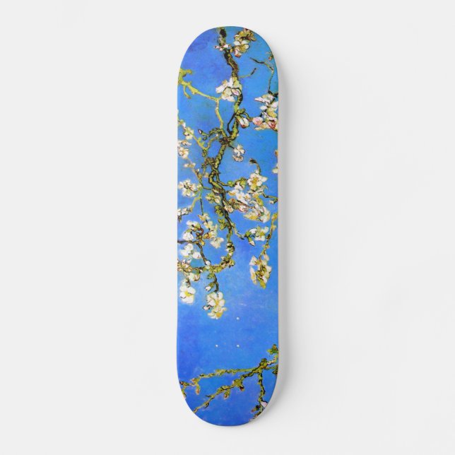 Van Gogh: Blossoming Almond Tree Branches Skateboard Deck (Front)