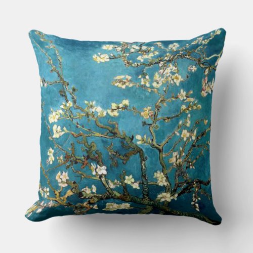 Van Gogh Blossoming Almond Tree Throw Pillow
