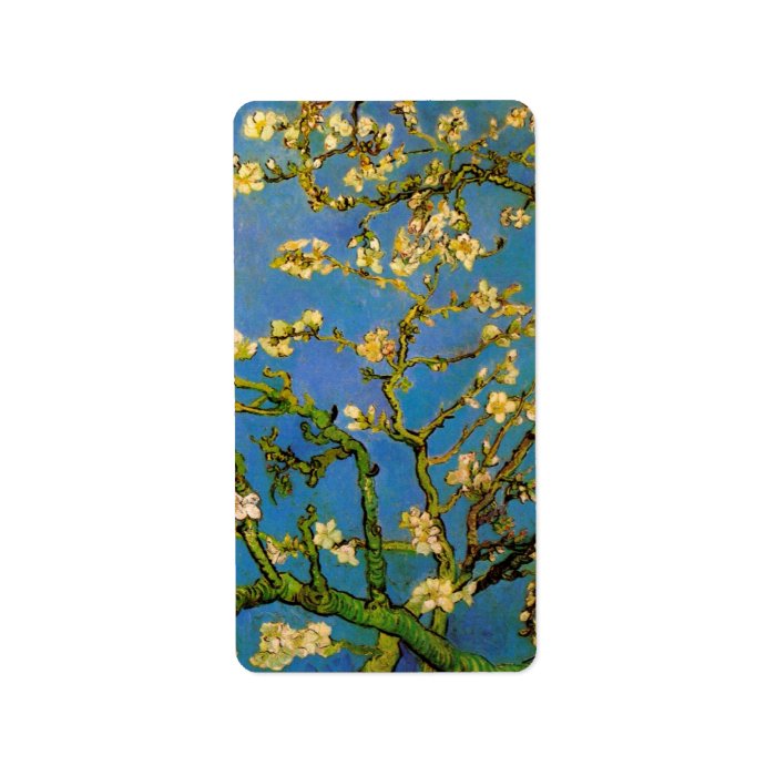 Van Gogh; Blossoming Almond Tree, Vintage Flowers Custom Address Label