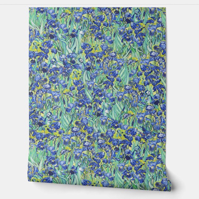 Van Gogh Blue Irises Pattern Wallpaper (Unrolling)