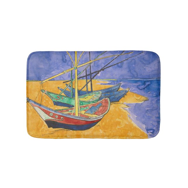 Van Gogh Boats Impressionism Beach Bathroom Mat (Front)