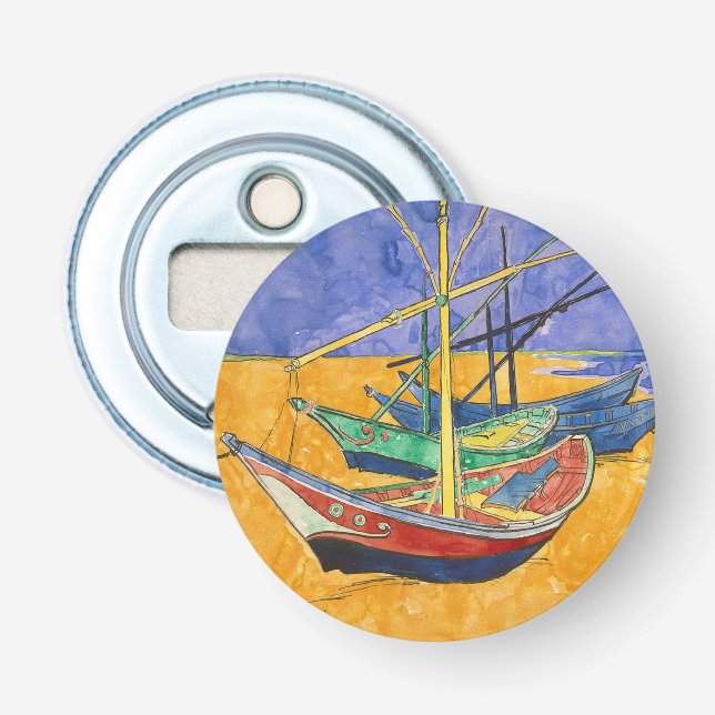 Van Gogh Boats Impressionism Beach Bottle Opener (Front)