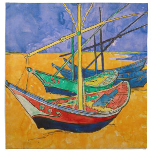 Van Gogh Boats Impressionism Beach Cloth Napkin