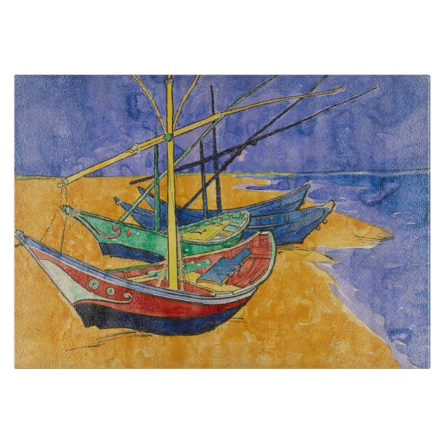 Van Gogh Boats Impressionism Beach Cutting Board (Front)