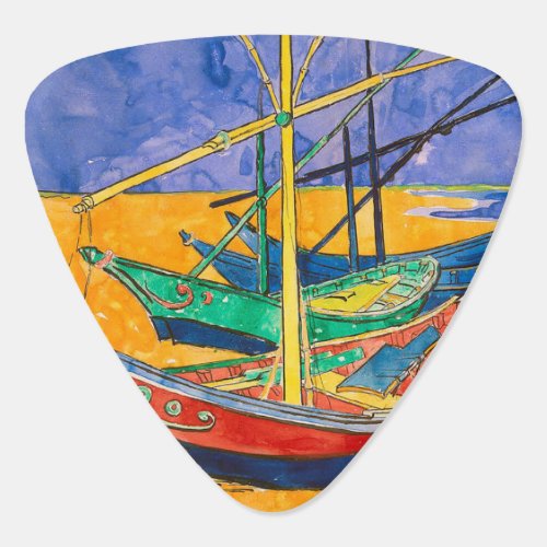 Van Gogh Boats Impressionism Beach Guitar Pick