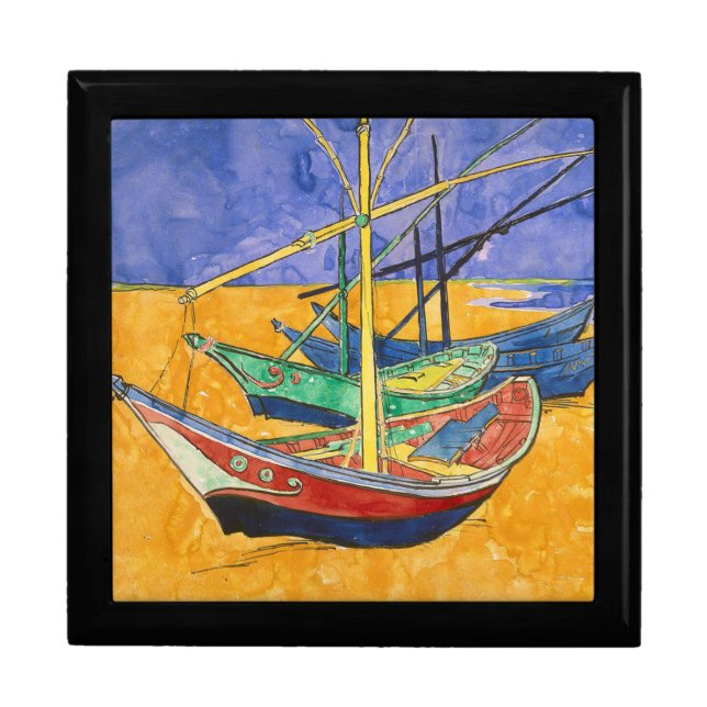 Van Gogh Boats Impressionism Beach Jewelry Box (Front)