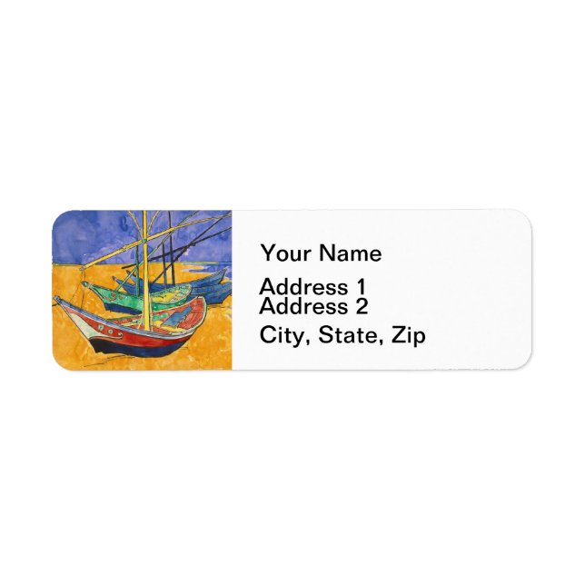 Van Gogh Boats Impressionism Beach Label (Front)