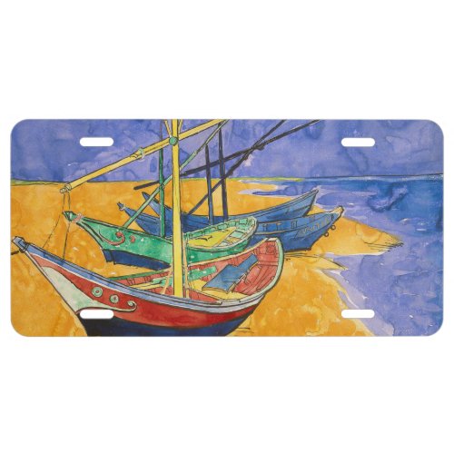 Van Gogh Boats Impressionism Beach License Plate