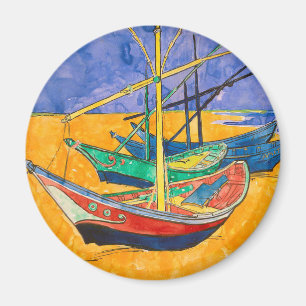 Van Gogh Boats Impressionism Beach Magnet