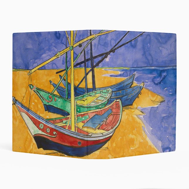 Van Gogh Boats Impressionism Beach Mini Binder (Background)