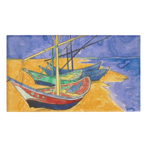 Van Gogh Boats Impressionism Beach Name Tag