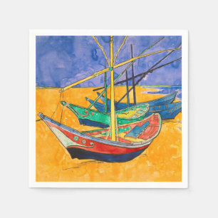 Van Gogh Boats Impressionism Beach Paper Napkins