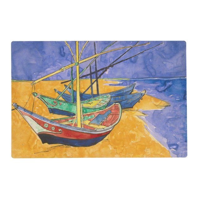 Van Gogh Boats Impressionism Beach Placemat (Front)