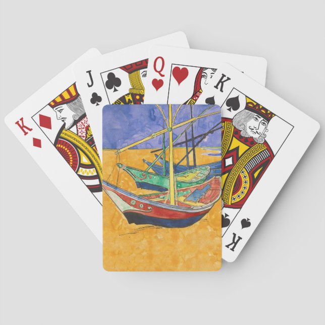 Van Gogh Boats Impressionism Beach Poker Cards (Back)