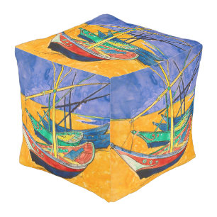 Van Gogh Boats Impressionism Beach Pouf