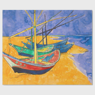 Van Gogh Boats Impressionism Beach Wrapping Paper
