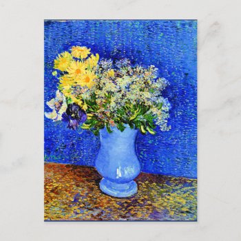 Van Gogh - Bouquet Of Flowers In A Blue Vase Postcard by Virginia5050 at Zazzle
