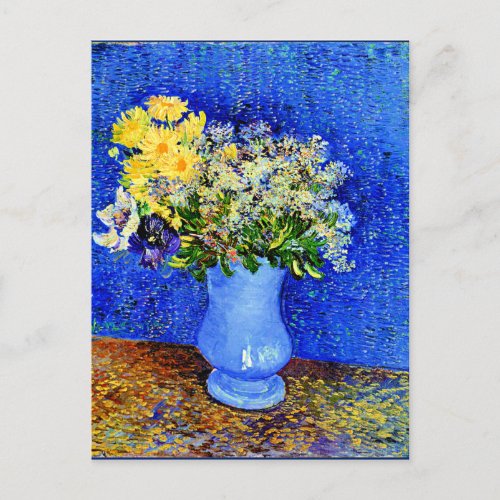 Van Gogh _ Bouquet of Flowers in a Blue Vase Postcard
