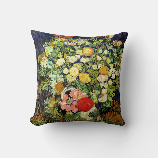 Van Gogh - Bouquet of Flowers in a Vase Throw Pillow (Front)