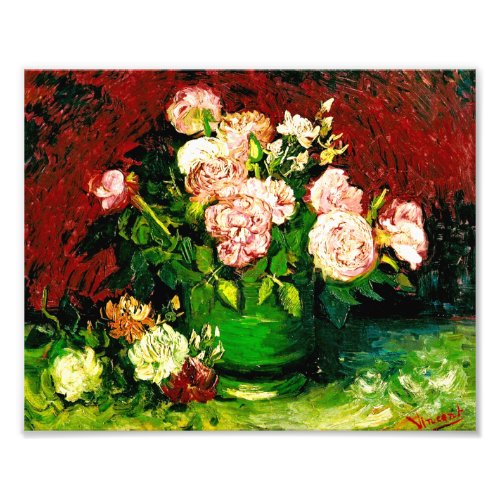 Van Gogh Bowl with Peonies and Roses Photo Print