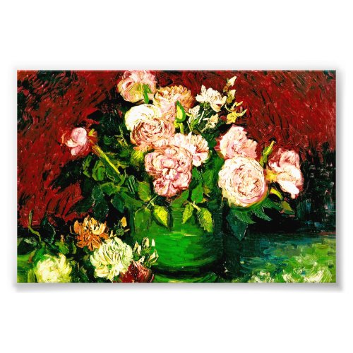 Van Gogh Bowl with Peonies and Roses  Photo Print