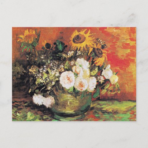 Van Gogh _ Bowl with Sunflowers Roses and Others Postcard