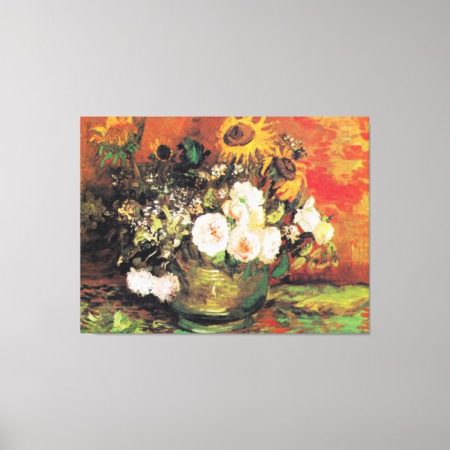 Van Gogh - Bowl with Sunflowers, Roses... Canvas Print (Front)