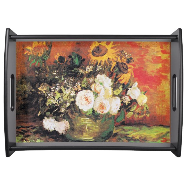 Van Gogh - Bowl with Sunflowers, Roses... Serving Tray (Front)