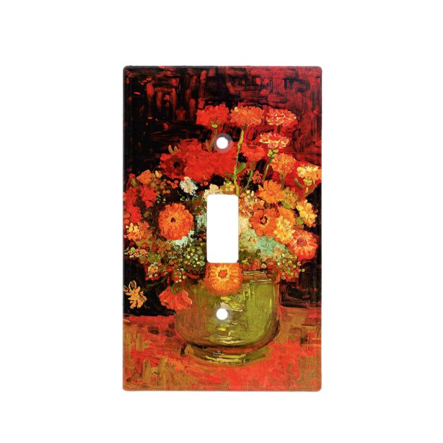 Van Gogh - Bowl with Zinnias, famous painting, Light Switch Cover (Front)