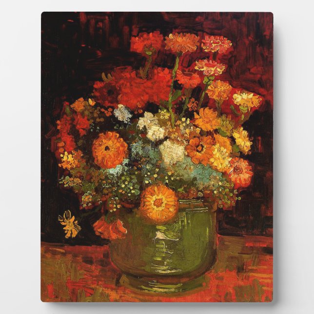 Van Gogh - Bowl with Zinnias Plaque (Front)