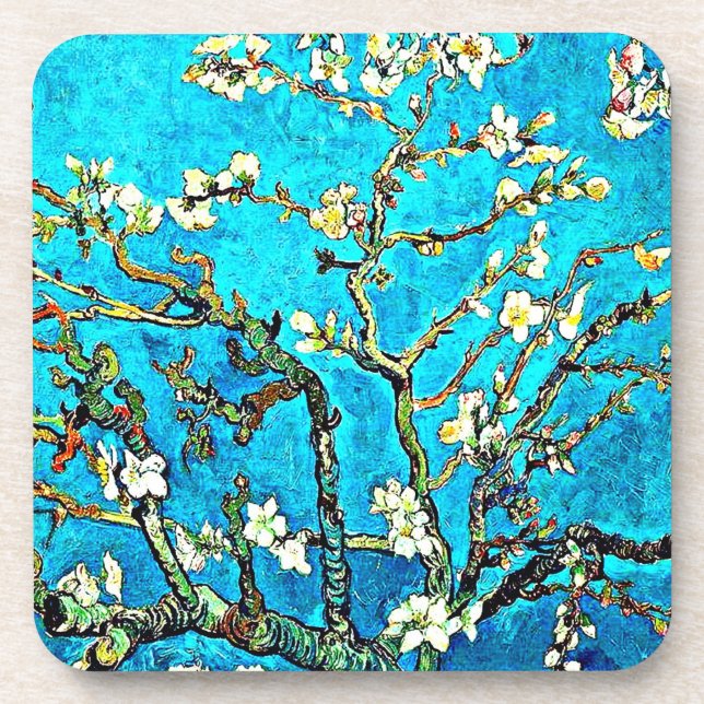 Van Gogh - Branches with Almond Blossoms Beverage Coaster (Front)