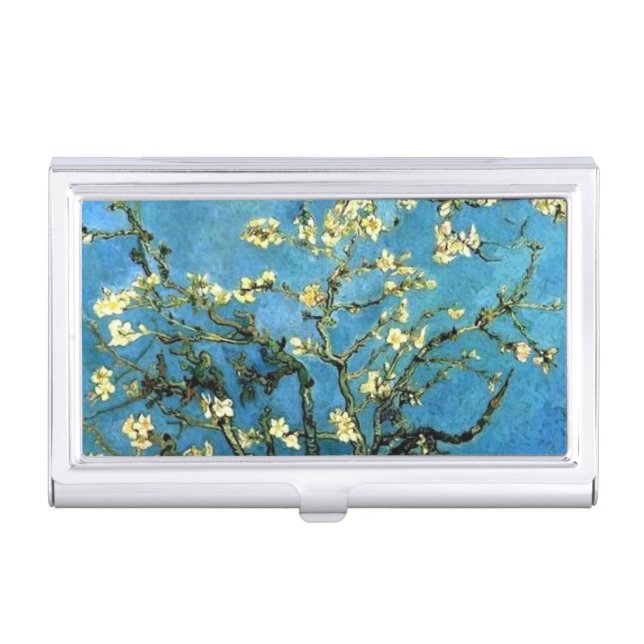 Van Gogh Branches with Almond Blossoms Business Card Holder (Front)