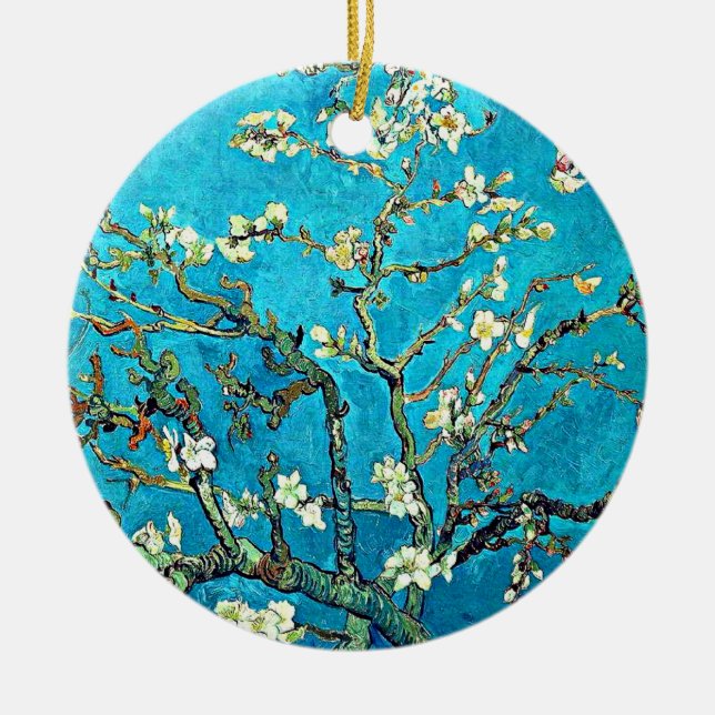Van Gogh - Branches with Almond Blossoms Ceramic Ornament (Front)