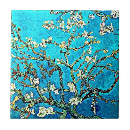 Van Gogh _ Branches with Almond Blossoms Ceramic Tile