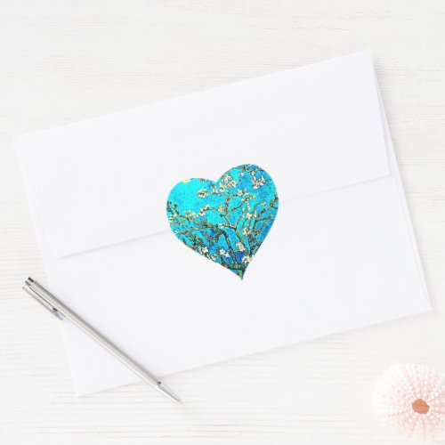 Van Gogh _ Branches with Almond Blossoms Heart Sticker