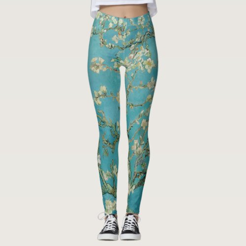 Van Gogh Bright Original Image Floral Almond Tree Leggings