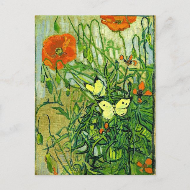 Van Gogh - Butterflies and Poppies Postcard (Front)