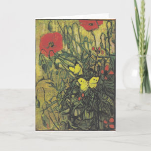 Van Gogh Butterfly Poppies Flowers Peace Destiny Letterpress Thank You Card