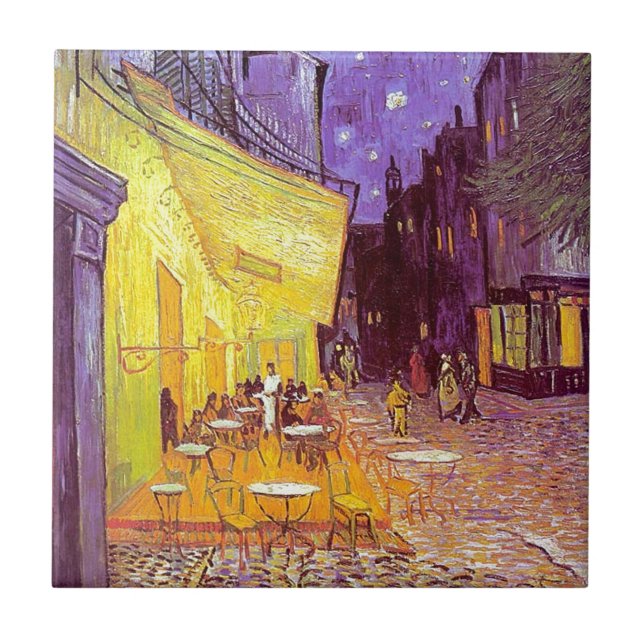 Van Gogh Cafe Impressionist Painting Ceramic Tile (Front)