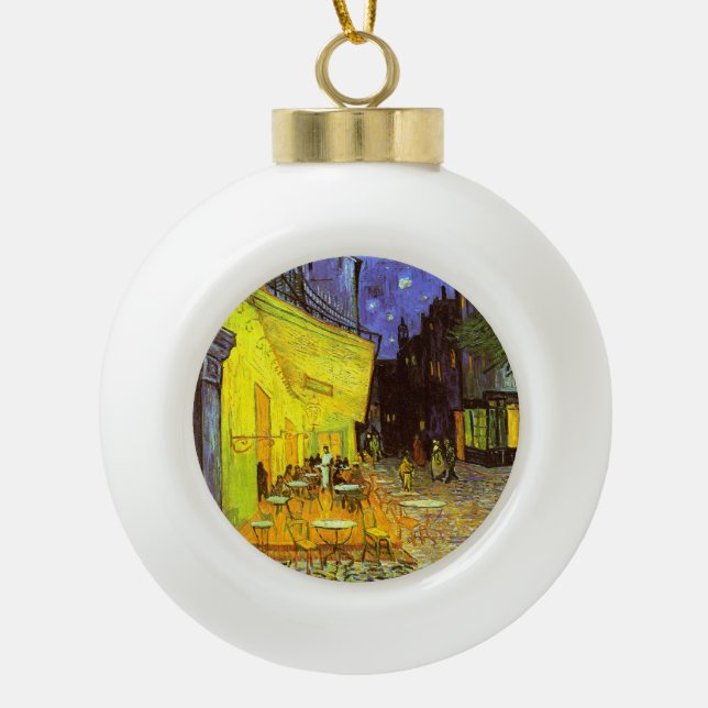 Van Gogh: Cafe Terrace at Night Ceramic Ball Christmas Ornament (Front)