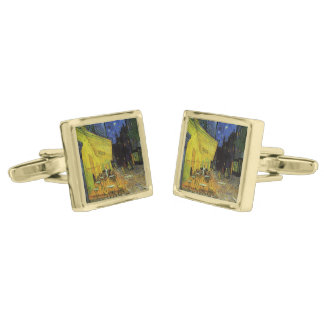 Van Gogh; Cafe Terrace at Night Gold Cufflinks