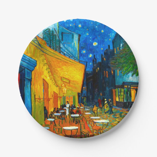 Van Gogh Café Terrace at Night Paper Plates (Front)